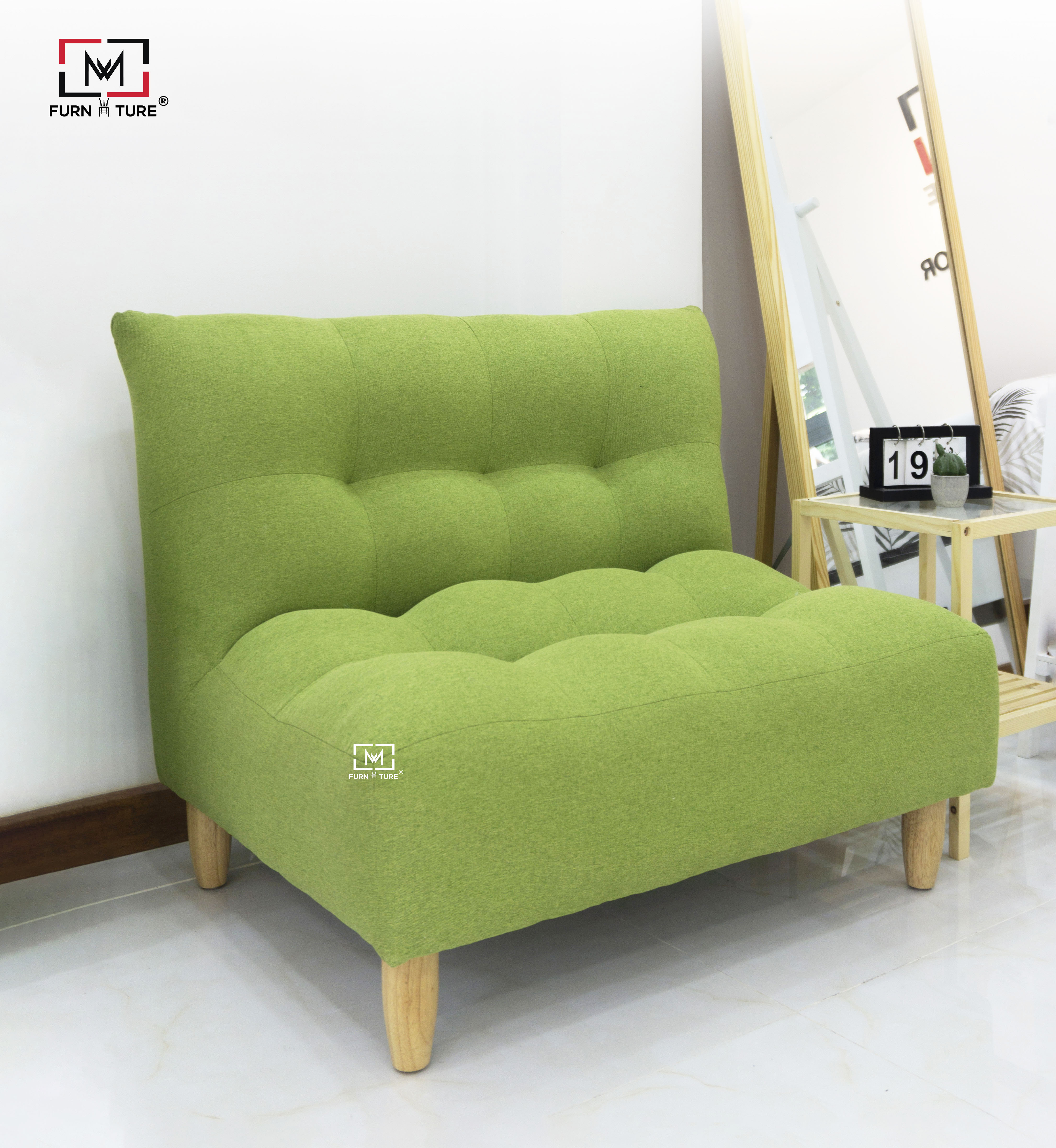 SOFA MINI THƯ GIẢN ĐỘC QUYỀN MWFURNITURE - SOFA TAMY  - Màu Xanh Lá