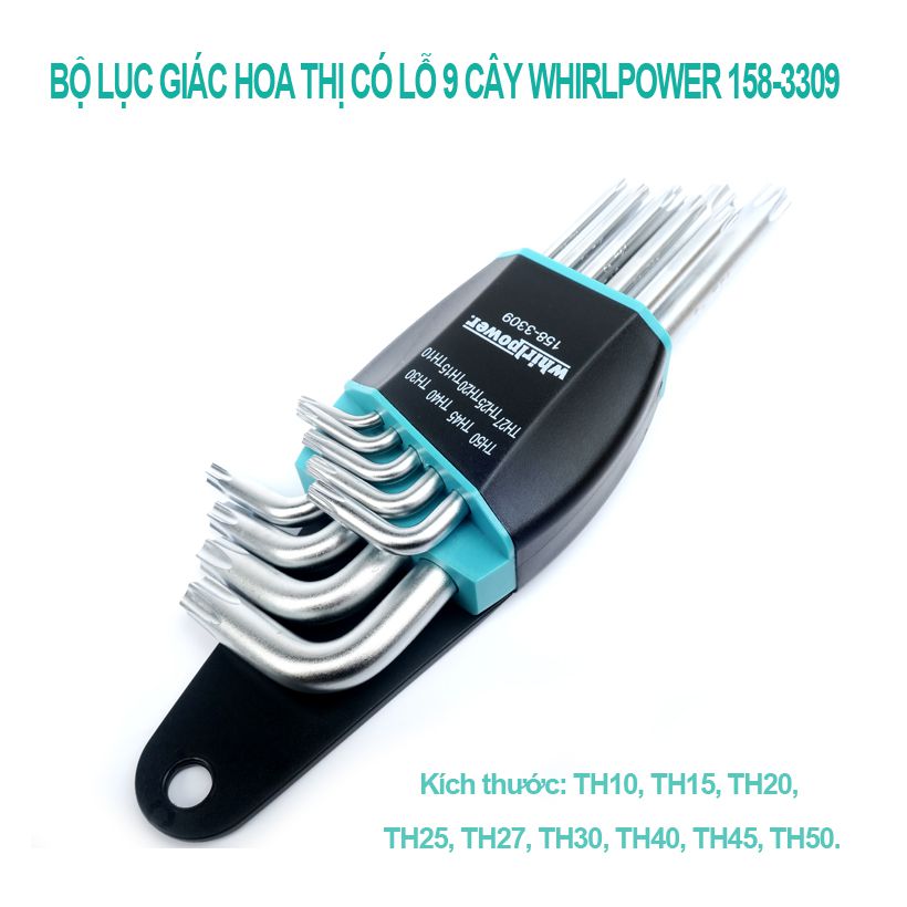 Bộ lục giác hoa thị 9 cây có lỗ Whirlpower 158-3309