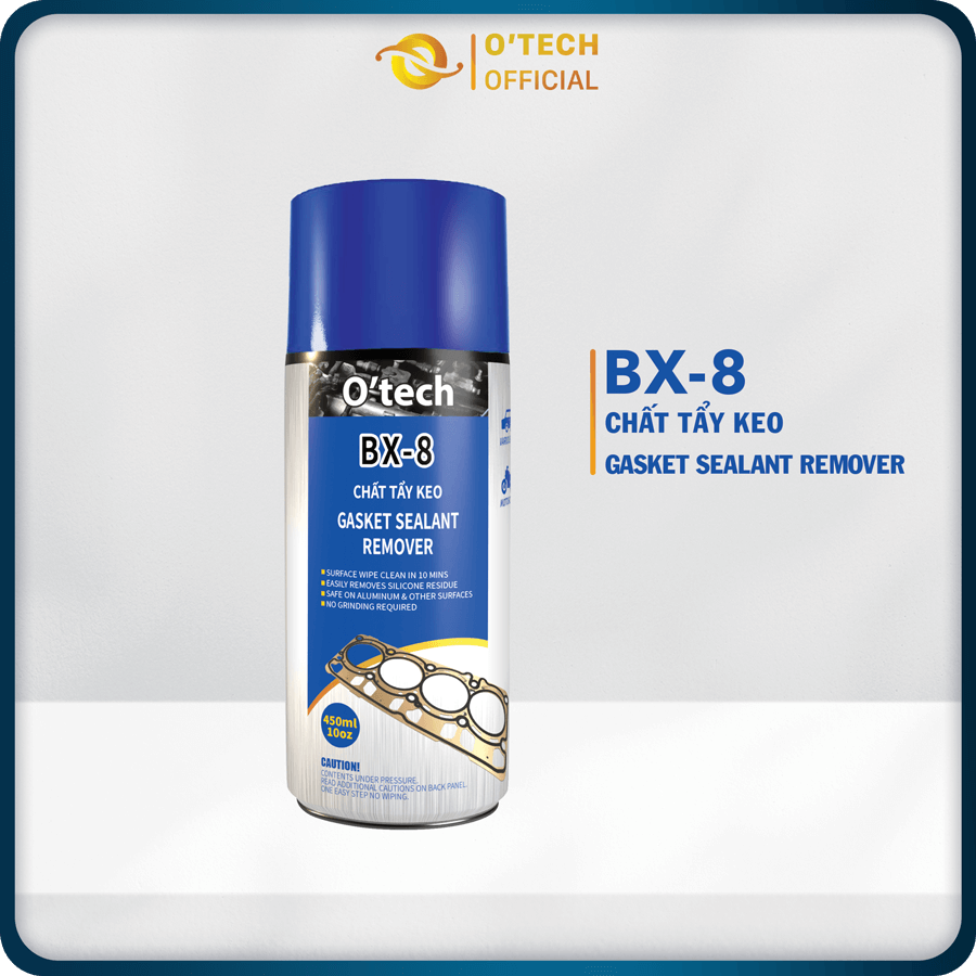 Bình xịt tẩy keo, tẩy ron, tẩy keo alu, keo silicon, tẩy sơn O’tech BX-8 Chất Tẩy Keo (450ml) Gasket Sealant Remover