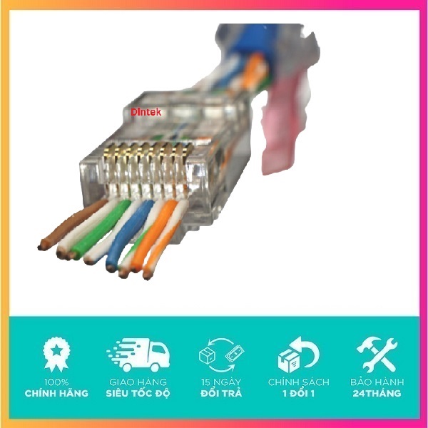 Hạt mạng XUYÊN THẤU DINTEK ezi-PLUG RJ45 dùng cho CAT5/ CAT6 hàng chính hãng