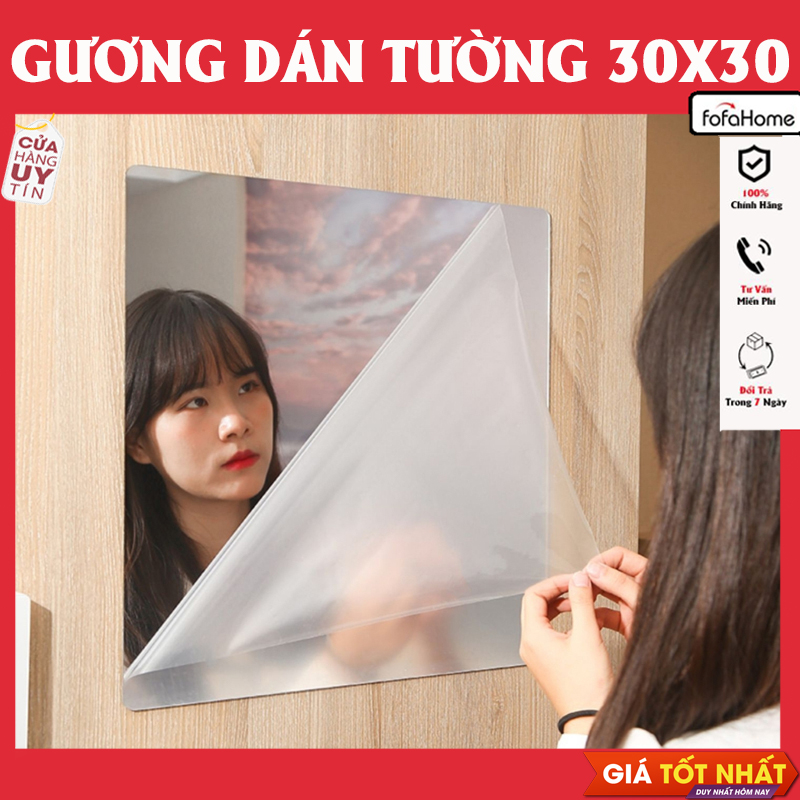 Combo 3 Gương Dán Tường, Dán Tủ Quần Áo Soi Toàn Thân, Decor Phòng, Trang Trí Nội Thất Kích Thước 30x30cm