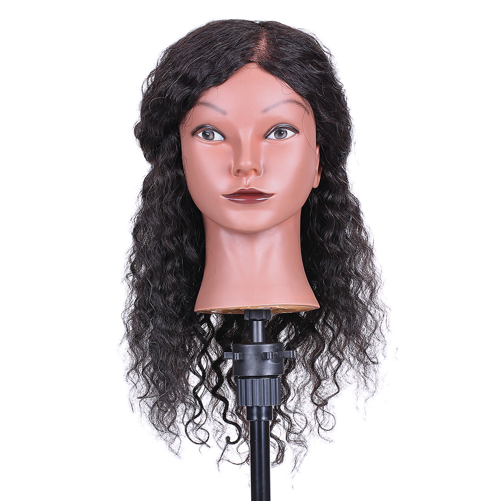 Mua Curly Hair Mannequin Head Hairdressing Training Head for Hair Styling Practice Hair Braiding Dummy Head with 100% Human Mua Curly Hair Mannequin Head Hairdressing Training Head for Hair Styling Practice Hair Braiding Dummy Head with 100% Human