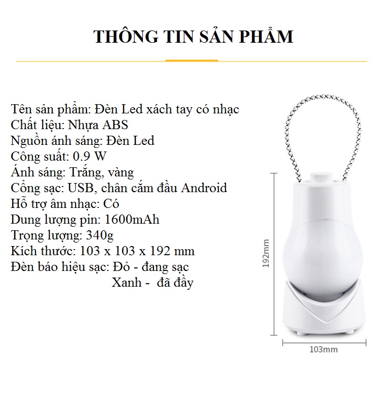 Đèn Led Tích Điện Thiết Kế Xách Tay Tiện Lợi UT.039