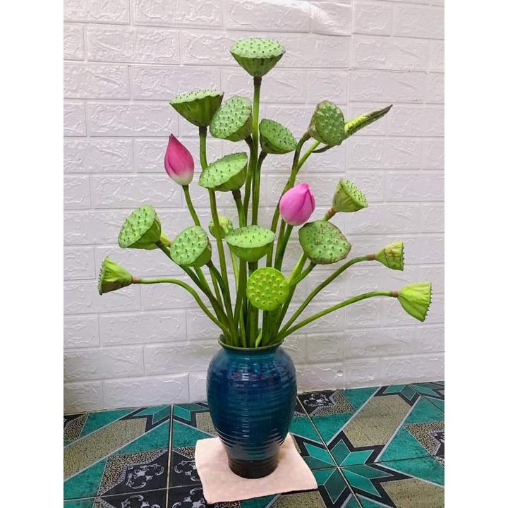 Bình hoa gốm sứ Bát Tràng trang trí phòng khách cỡ trung cao 25 cm - 32 cm - Men xanh hỏa biến