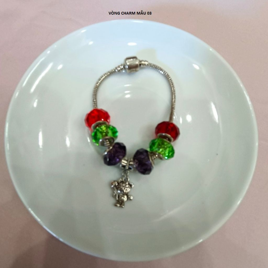 Vòng tay Charm mix pha lê màu - Nhiều mẫu đa dạng