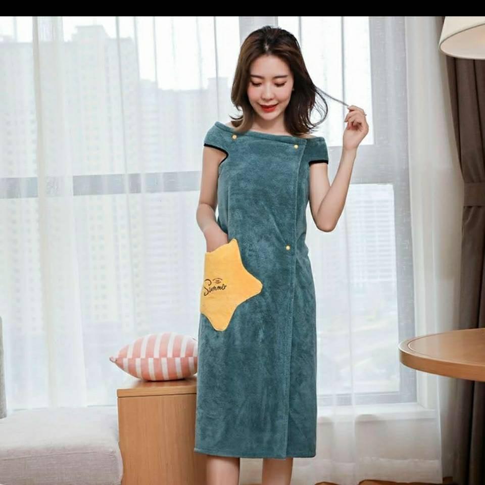 Có thể mặc khăn tắm, áo choàng tắm, váy tắm rộng lớn mùa xuân mới, hấp thụ nước, người lớn nhà,