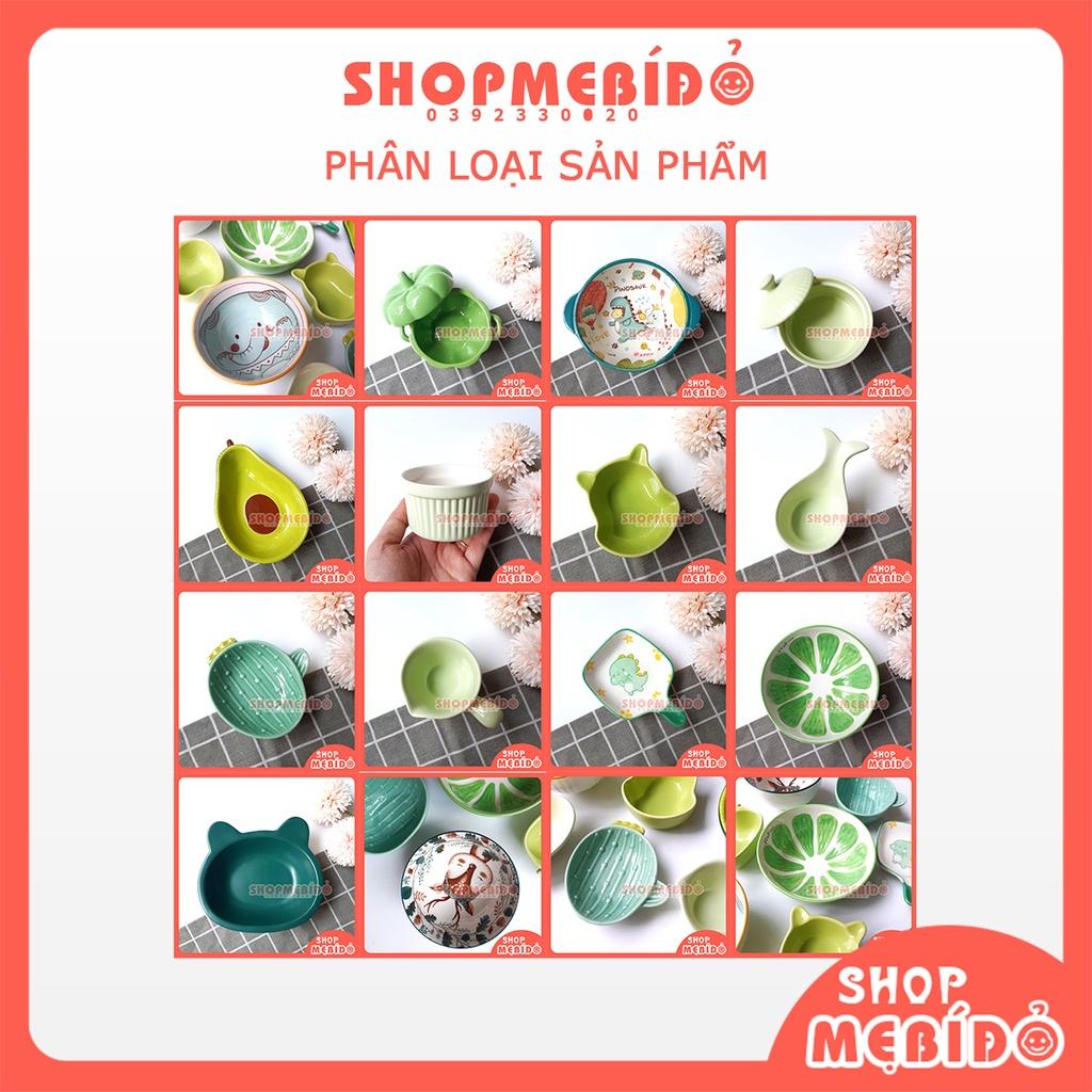 Bát Ăn Dặm Gốm Sứ Màu Xanh Lá Nhiều Hình Cho Bé