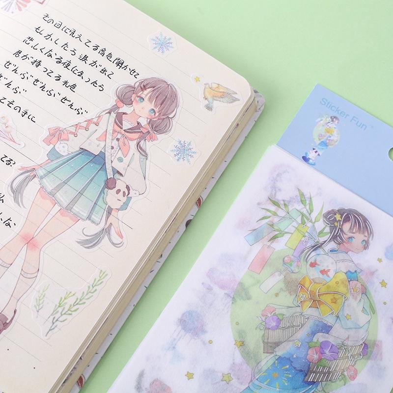 Sticker Vintage Hình Dán Cô Gái Dễ Thương Stickers Dán Trang Trí Sổ Tay Cute Bookmark Vintage Bulletjournal