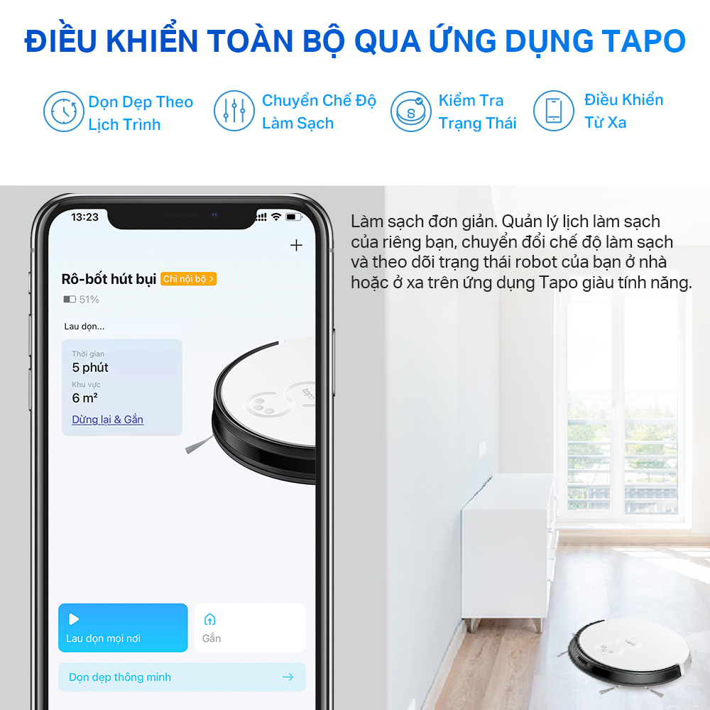 Robot Hút Bụi Và Lau Nhà TP-Link Tapo RV30C Mop / RV30C Mop Plus Điều Hướng LiDar & Gyro Công Suất 4200Pa - Hàng Chính Hãng