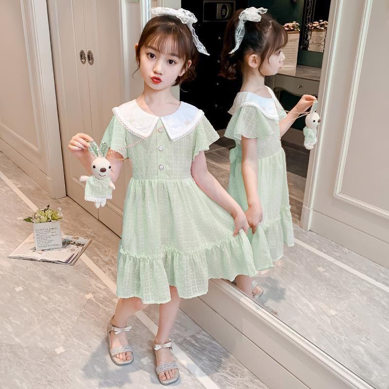 CHENGRUI Cô gái ăn mặc mùa hè trang phục mùa hè 2022 phong cách phương Tây lớn trẻ em mùa hè váy lưới đỏ cô gái nhỏ váy công chúa