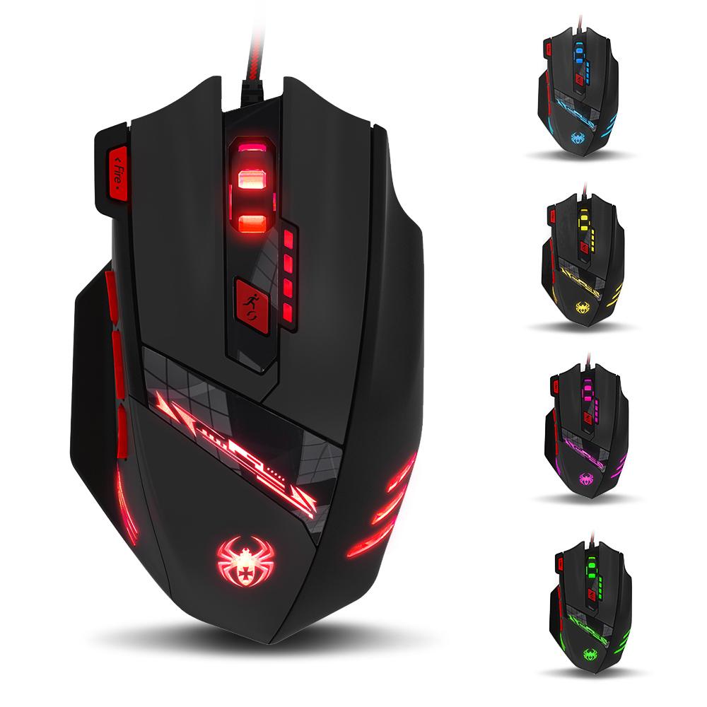 9200DPI Chuột Chơi Game Có Dây 8 Nút Kim Loại Trọng Lượng Thiết Kế Tay Màu Sắc Ánh Sáng Điều Chỉnh Đèn LED USB Máy Tính Game Thủ Chuột Cho máy Tính Laptop