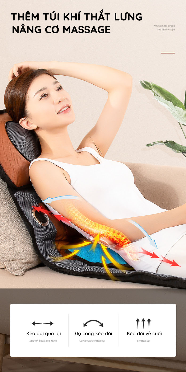 Đệm Massage Toàn Thân Hồng Ngoại - Chất Liệu Da Cao Cấp - Phiên Bản 2021 - Tích Hợp Nhiều Tính Năng Massage - Đệm Mát Xa Toàn Thân