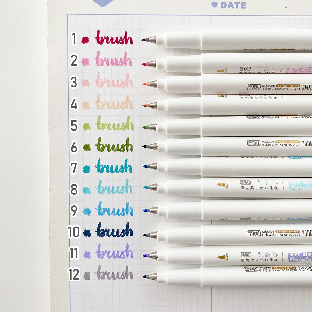 Bút Brush Pen Viết Thư pháp Calligraphy tập viết tiêu đề sổ bullet journal Lẻ 1 bút