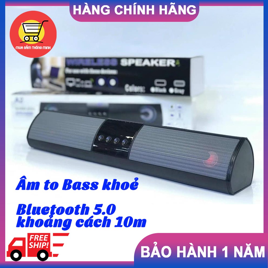 Loa Bluetooth không dây Dáng Dài 2 Loa Cực Đỉnh, Kiểu Dáng Sang Trọng Hỗ Trợ Thẻ Nhớ âm thanh vòm 4D