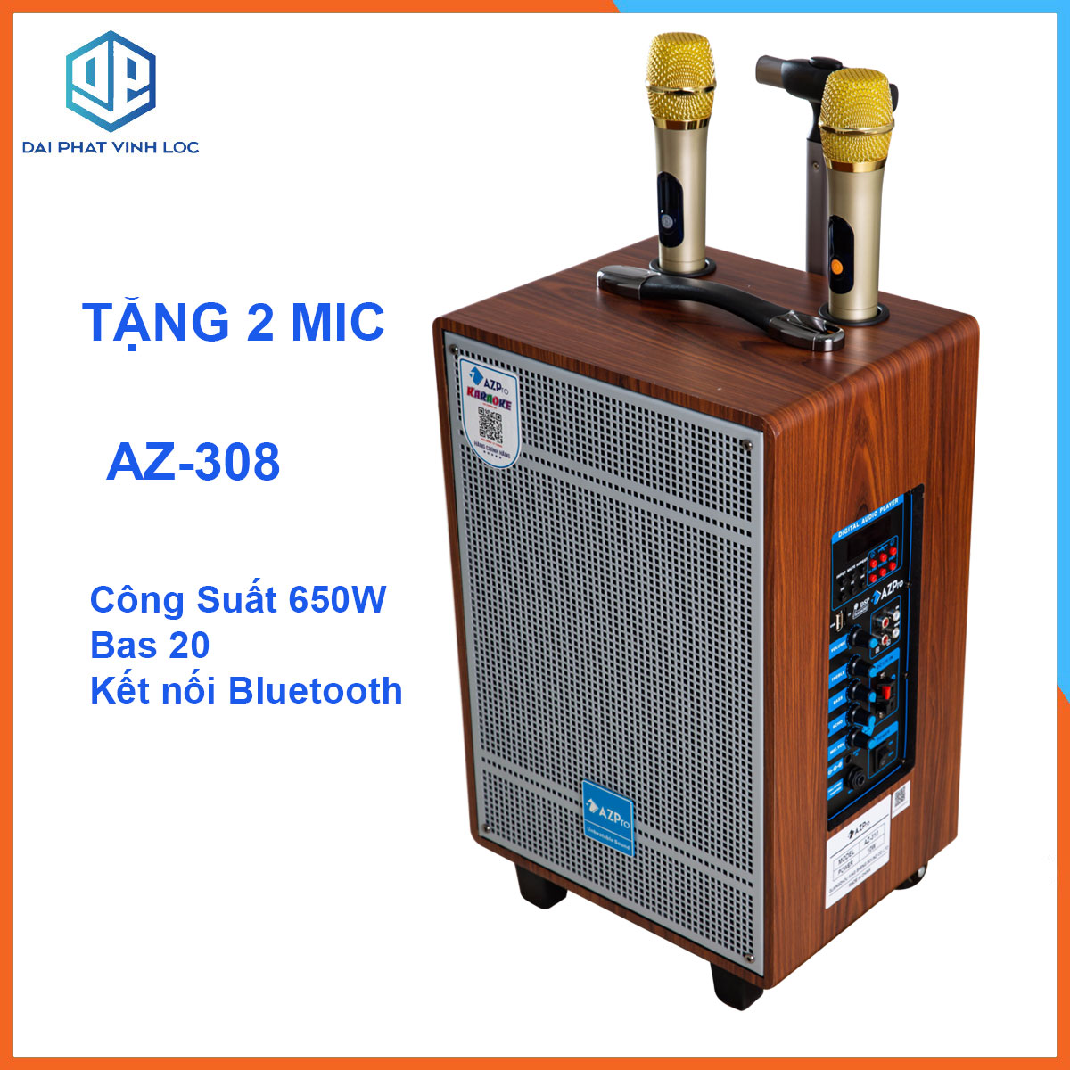 Loa Kéo Karaoke Công Suất Lớn 650W| Loa Kéo Giá Rẻ AZPro AZ-308 | Loa Kéo Bluetooth Đọc Thẻ Nhớ | Loa Kéo Di Động Kết Nối Điện Thoại