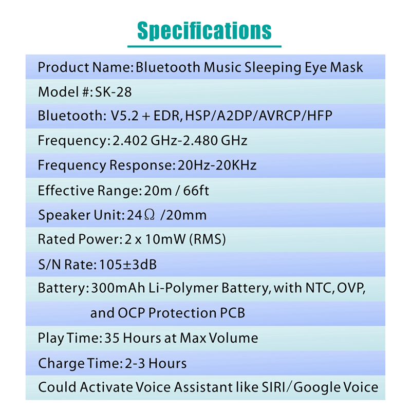 Mặt Nạ Che Mắt Ngủ Có Tai nghe Bluetooth 5.2 Nghe Nhạc Thư Giãn, Tập Luyện Yoga, Tránh ánh sáng và âm thanh, tích hợp tiếng ồn trắng - Hàng Chính Hãng