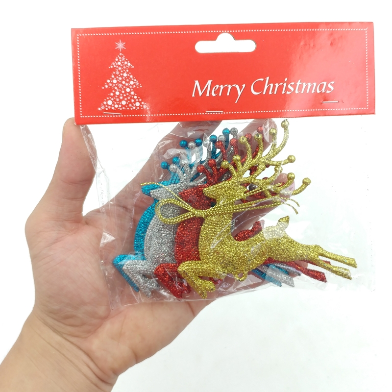 Bộ 4 Nai Dẹp Trang Trí Giáng Sinh 9cm