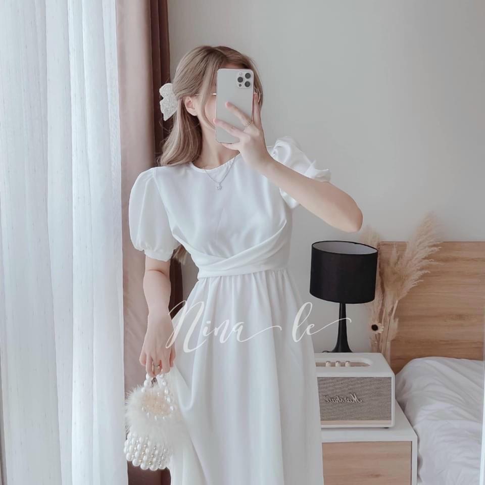 Váy đầm nữ cổ tròn dáng xòe kiểu dáng trẻ trung nhã nhặn