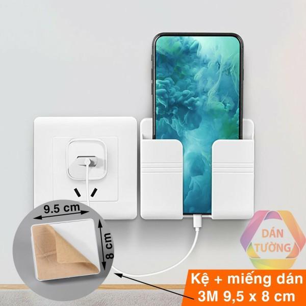 Giá Đỡ Điện Thoại Dán Tường ĐA NĂNG Kệ Đựng Remote, Đồ Dùng - Có Móc Treo Giữ Dây Điện