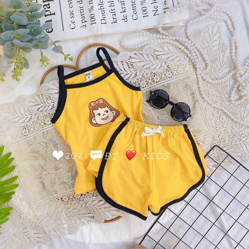 Bộ hai dây cotton 4 chiều hình cô gái cho bé gái từ 6-18kg