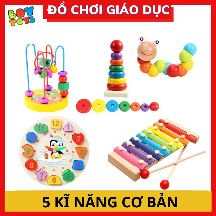 Combo đồ chơi giáo dục bằng gỗ cho bé phát triển kĩ năng toàn diện