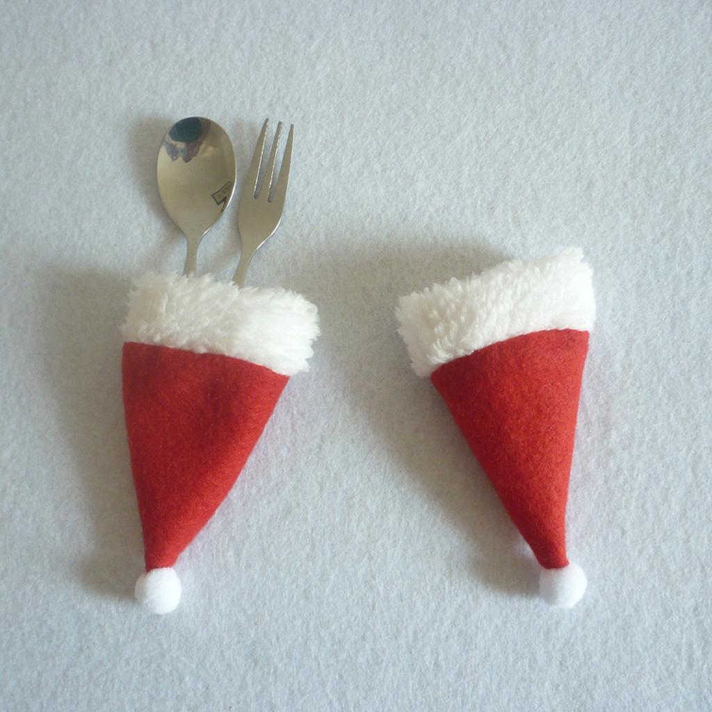 3x Red Non-woven Christmas Decorate for Red Wine Bottle Sets Christmas Hats