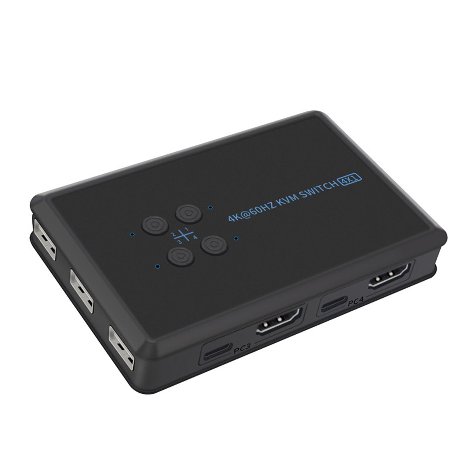 USB 2.0 KVM Switch 4 Port with USB Cable for Mouse Keyboard Monitor Sharing