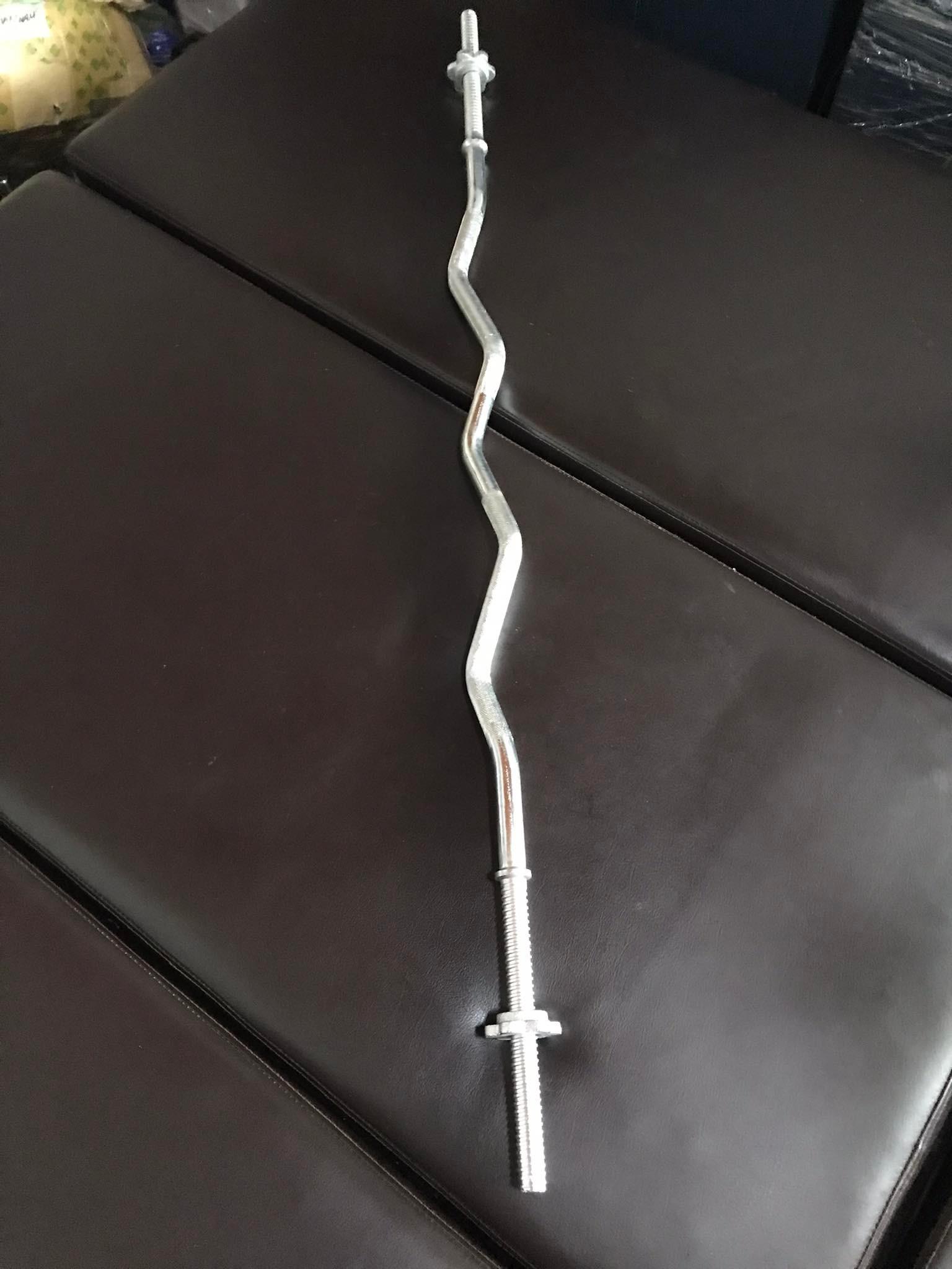 Đòn tạ chữ z 1m5 xi mạ Inox - Đòn tạ cong Ez đặc 1.5m