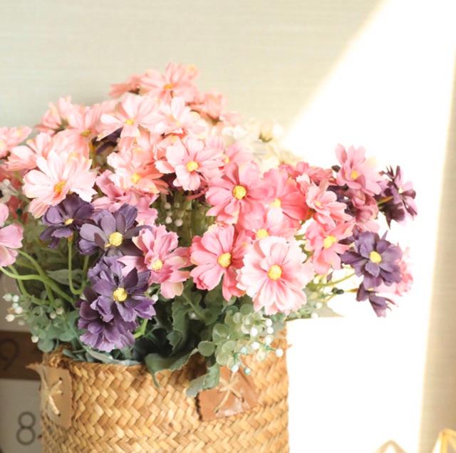 Hoa giả - Cụm hoa cánh bướm từ lụa mềm mại cao 33cm, hoa cô dâu, hoa decor trang trí xinh xắn