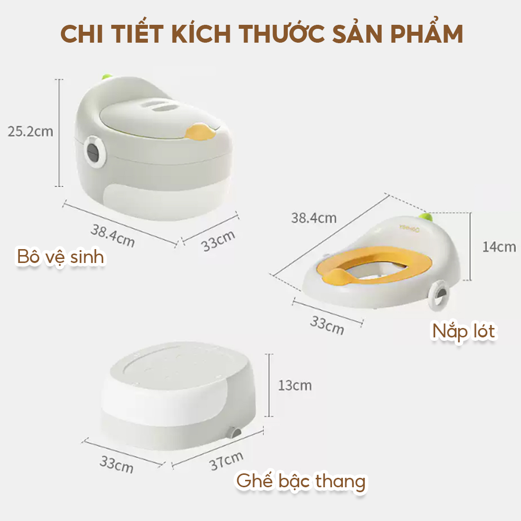 Bô cho bé đi vệ sinh 3 trong 1 hình khủng long babyhop, bô vệ sinh kèm nắp lót bồn cầu và bệ kê chân