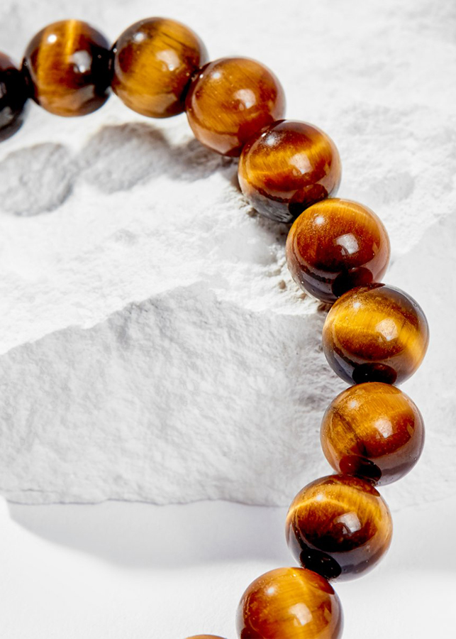 Vòng Tay Phong Thủy Đá Mắt Hổ Vàng Nâu Phối Charm Tuổi Ngọ Bạc Mạ Vàng 24K Mệnh Thổ, Kim Ngọc Quý Gemstones