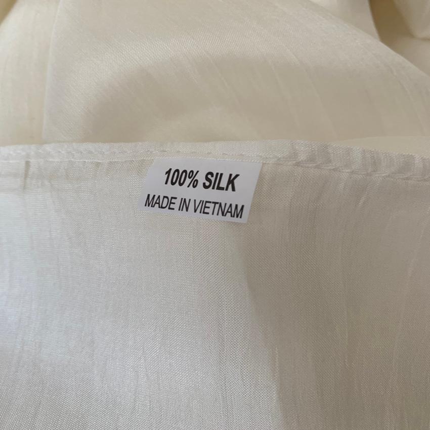 Khăn quàng cổ lụa tơ tằm trơn màu trắng, 100%silk, hàng thủ công chất lượng cao