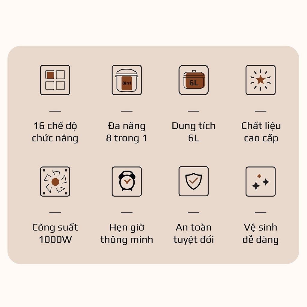 Nồi Áp Suất Điện Đa Năng OLIVO PC60, 6.0Lit-1000W, 16 Chức Năng Nấu, Hàng Chính Hãng
