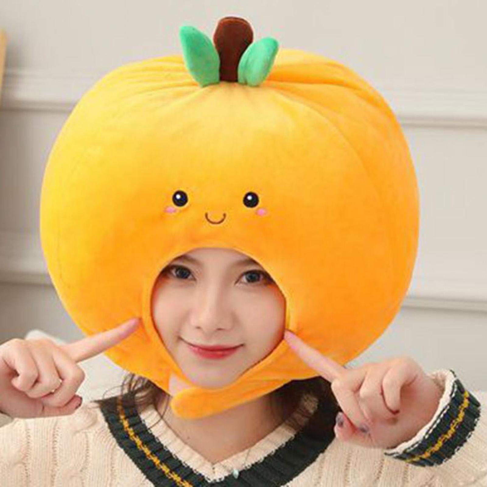 Plush Fruit Headgear Hat Plush Orange Birthday Photo Props Festival Costume Caps Adult