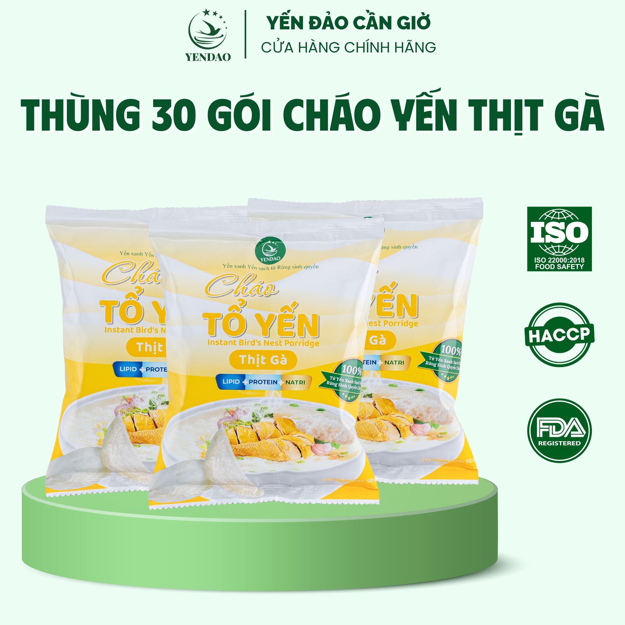 Yến Đảo - Thùng 30 Gói Cháo Yến Thịt Gà Ăn Liền Tiện Lợi Dinh Dưỡng Cho Gia Đình