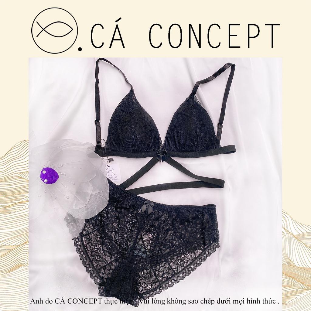 Set Bra đen dây sexy CÁ CONCEPT đồ lót thiết kế bra có mút không gọng đủ size