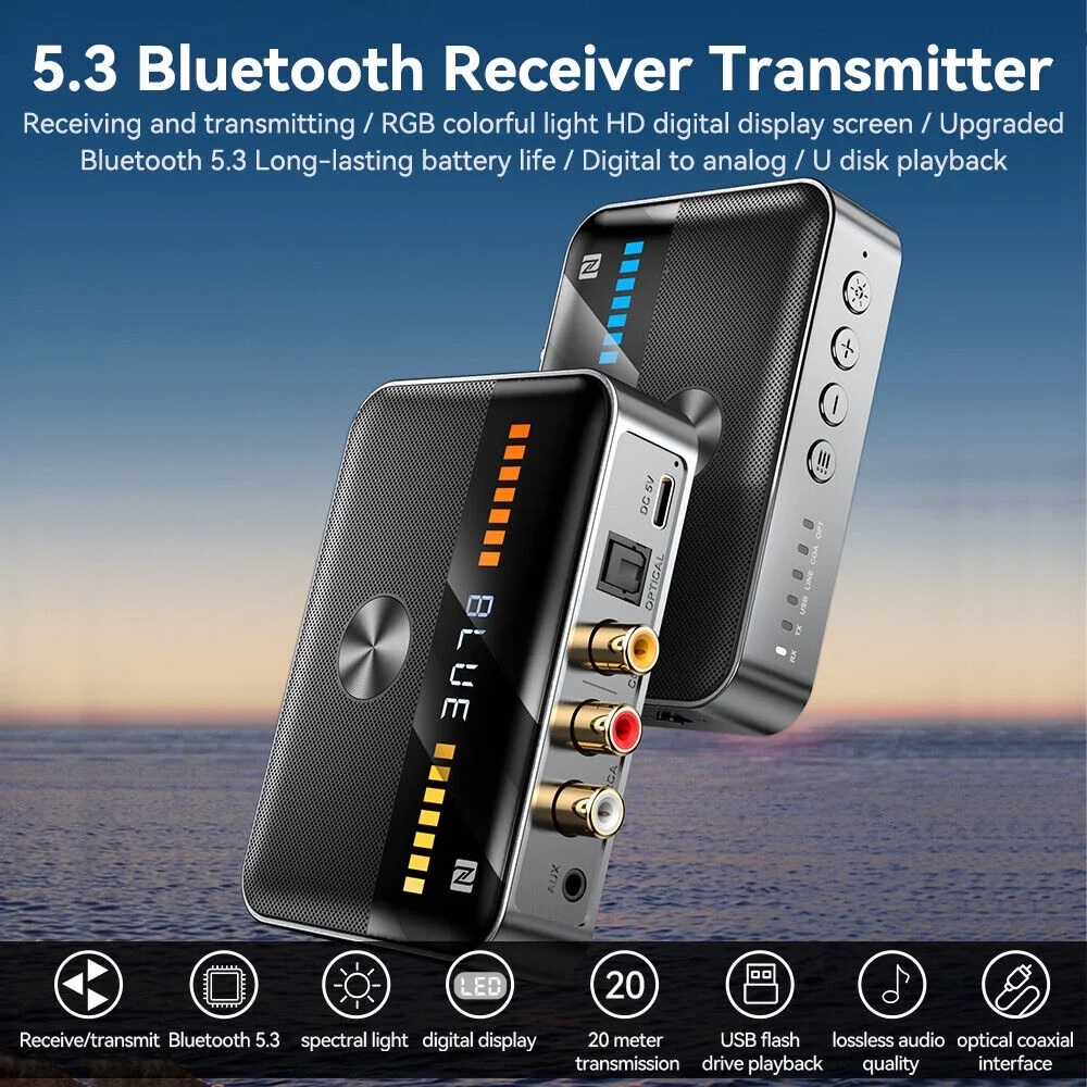 ROGTZ Bộ Thu Phát Bluetooth 5.3 NFC 3.5mm Aux Coaxial Optical Digital M13 - Hàng Nhập Khẩu