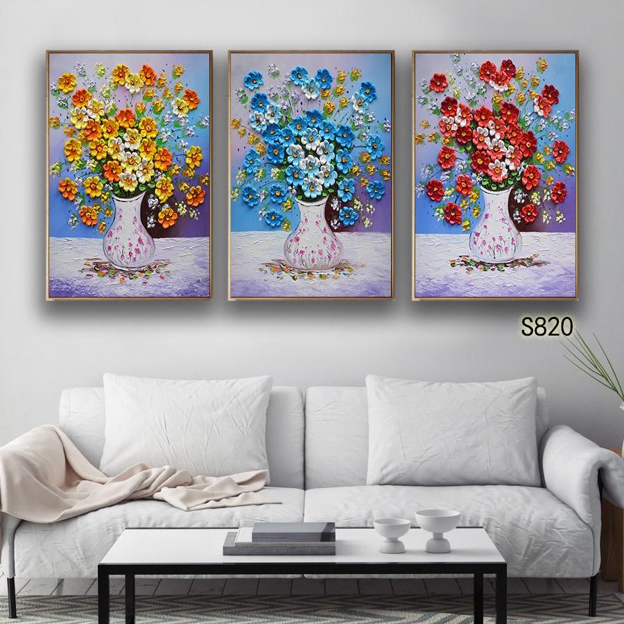 Tranh lọ hoa in canvas sơn dầu siêu đẹp - Tranh giả sơn dầu giá rẻ