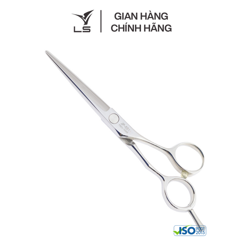 Kéo cắt tóc LS JP551 lưỡi thẳng quai offset vênh đỡ ngón tháo rời -tặng bao da và bộ vệ sinh kéo