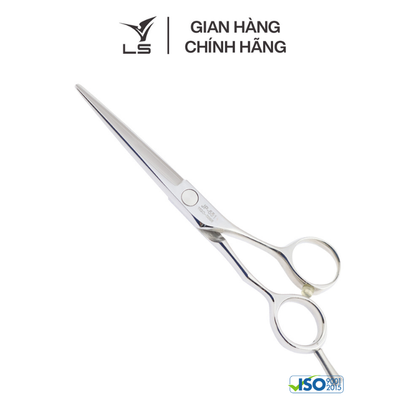 Kéo cắt tóc LS  JP551 lưỡi thẳng quai offset vênh đỡ ngón tháo rời -tặng bao da và bộ vệ sinh kéo