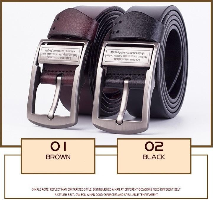 Thắt Lưng Nam Da Bò Thật 2 Lớp Cao Cấp - Mặt Khóa Hợp Kim Khắc Chữ TL29