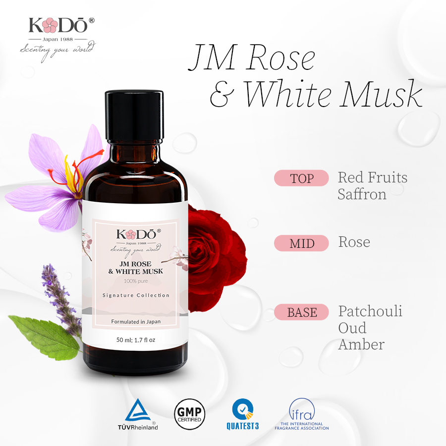 Tinh Dầu Nước Hoa Nguyên Chất Kodo JM Rose & White Musk Hương Thơm Mềm Mại, Thanh Lịch, Quyến Rũ