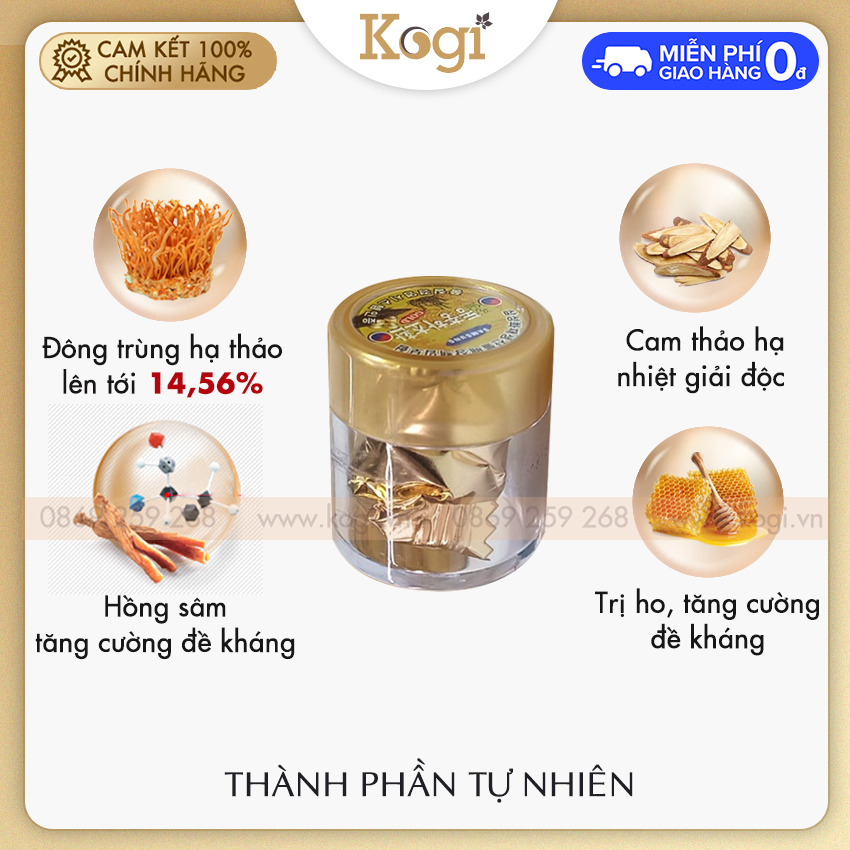 Đông Trùng Hạ Thảo Hộp Gỗ 30 Viên Kanghwa