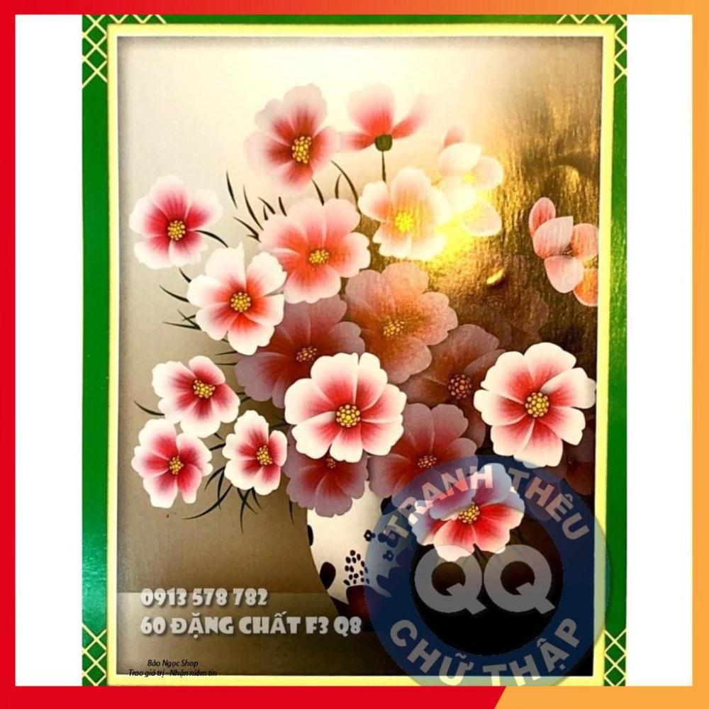 TRANH THÊU HOA CÚC TRANH THÊU CHỮ THẬP CHƯA THÊU A884 48*60CM