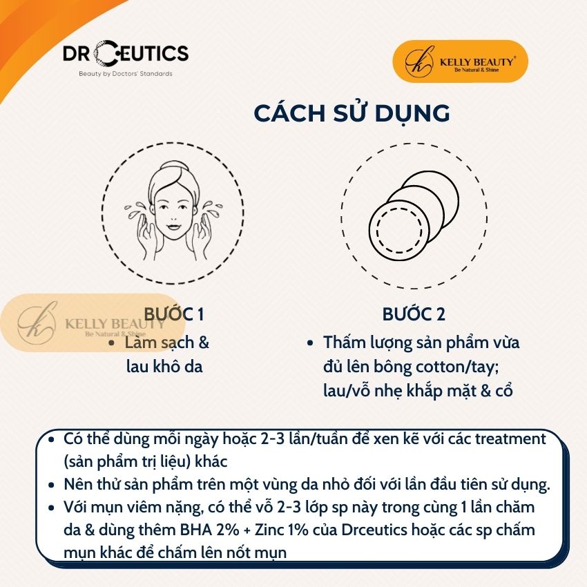 DrCeutics Aqualic BHA 2% Herbal Toner - Giảm Mụn, Ngừa Mụn Tái Phát; Da Sạch Mịn Màng | Kelly Beauty