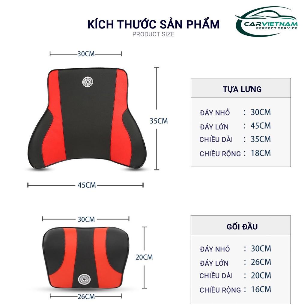 Bộ Gối Tựa Cổ,Tựa Lưng Ô Tô, Xe Hơi Chất Liệu Cao Su Non Nguyên Khối Bọc Da Cao Cấp Chống Đau Mỏi Cổ - Vai Gáy