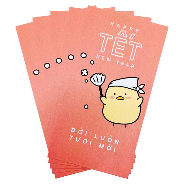 Bộ 5 Bao Lì Xì Tết Bính Ngọ 2026 - Futurebook L388 - Đời Luôn Tươi Mới - Màu Cam