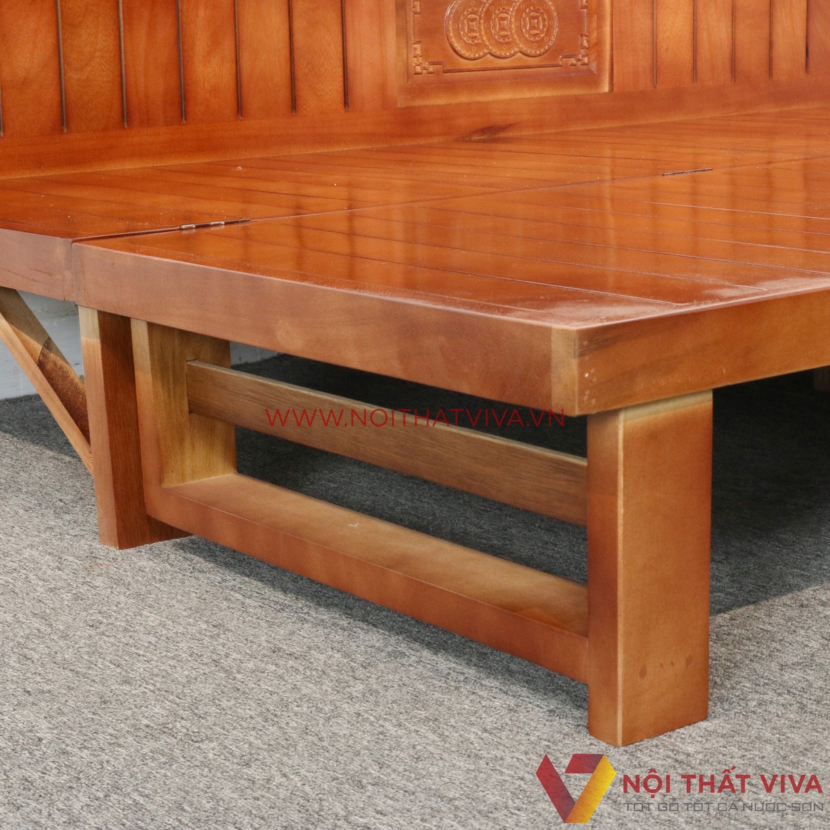 Ghế Gấp Trường Kỷ Gỗ Xoan Mở Ra Thành Giường 1m9x1m4 Bền Đẹp