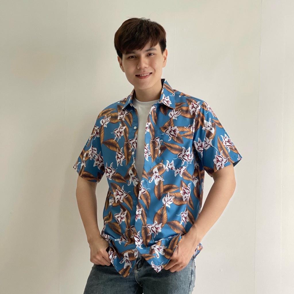 Áo sơ mi lụa ép 3d họa tiết, áo sơ mi đôi, áo sơ mi mùa hè, áo sơ mi nam nữ thời trang - HKSM03
