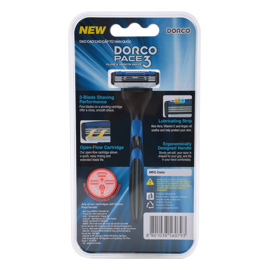 Dao Cạo Râu 3 Lưỡi Dorco Pace 3 TRA 4001-B